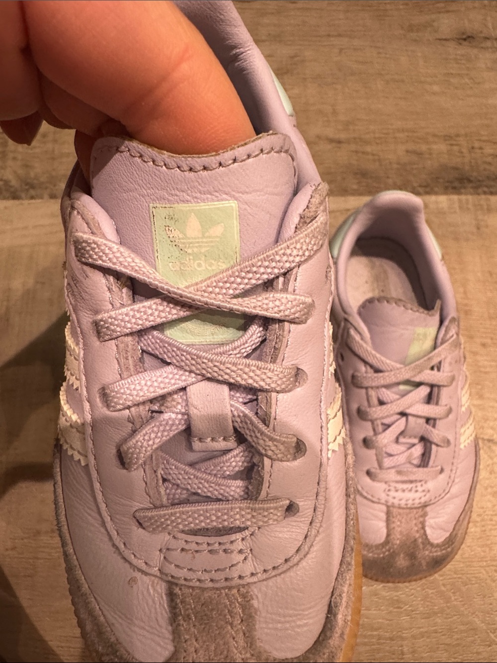 Adidas samba Kids Lace-Up Sneakers in Lavender and Mint - Picture 5 of 7